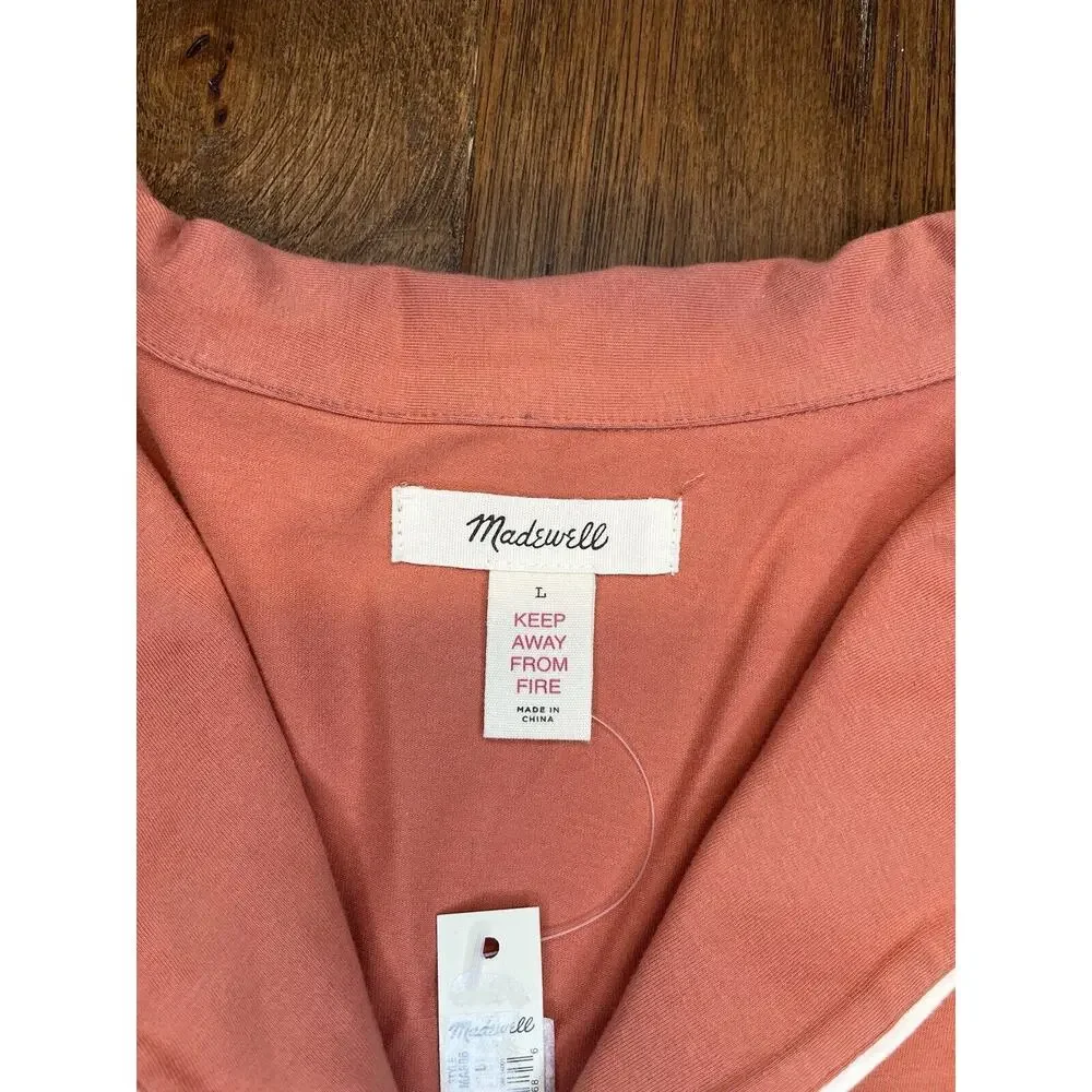 New MADEWELL Size L Knit‎ Bedtime Long-Sleeve Pajama Top in Sweet Dahlia
